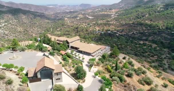 Nagranie Lotnicze Drona Świętego Klasztoru Panagia Amirous Apsiou Limassol Cypr — Wideo stockowe