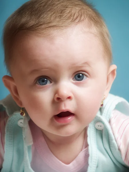 Studio portrait six month old baby — Stock Photo, Image