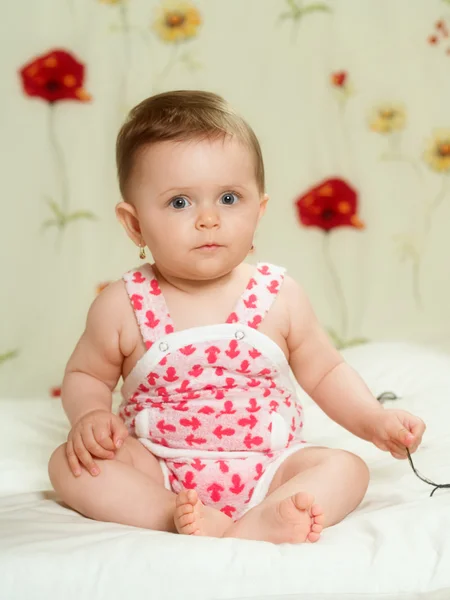 Studio portrait six month old baby — Stock Photo, Image