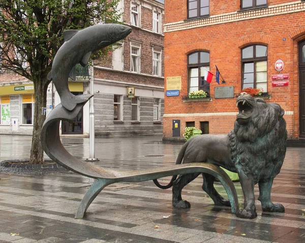 Fish Lion Jastarnia Jastarnia Pologne Septembre 2016 Une Sculpture Éclectique — Photo