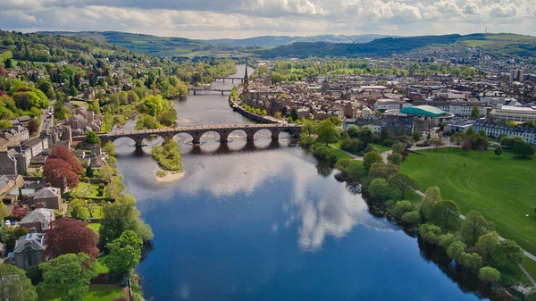 Meandering Current River Tay Perth Scotland May 2021 Picturesque Landscape — Φωτογραφία Αρχείου