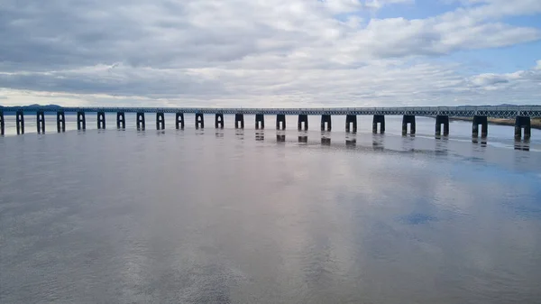 Bridge Line Dundee Scotland March 2021 Modern Railway Bridge River — Stock Fotó