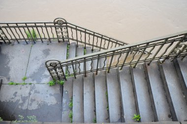 Flooded staircase on the waterfront in Prague clipart