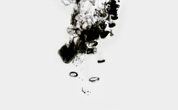 黑色墨水滴在白色背景的水中 图库照片