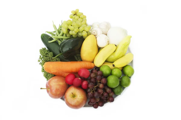 Mangez vos antioxydants. Assiette remplie de divers légumes et fruits — Photo