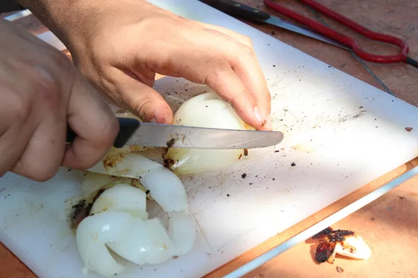 Slicing Onions — Stock Photo, Image