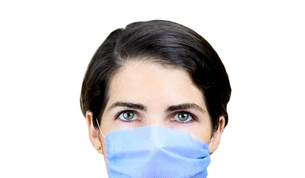 Kvinna bär kirurgisk mask — Stockfoto