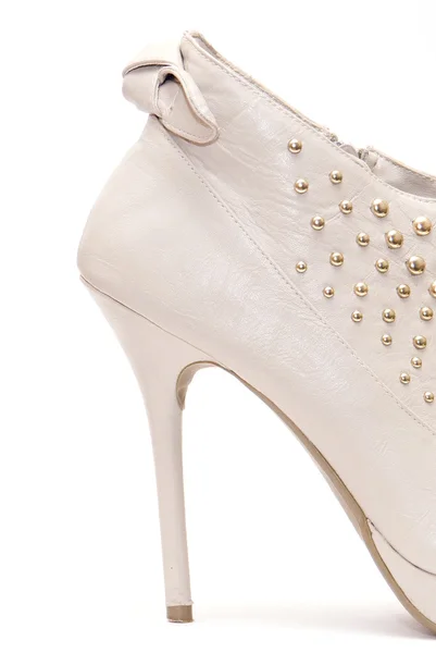 Studded Nude High Heels Isolated on a White Background — Stock Photo, Image