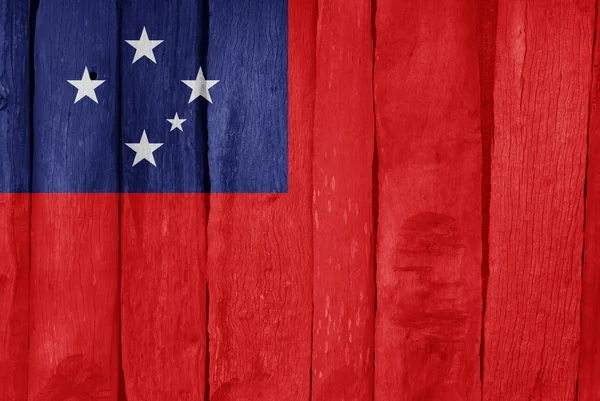 Valla de madera con la bandera de Samoa Occidental pintada en ella — Foto de Stock