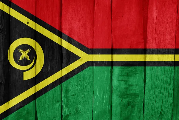 Wooden fence with the flag of Vanuatu painted on it — Stock Photo, Image