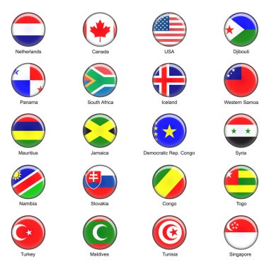  World Flag Buttons - Pack 4 of 8