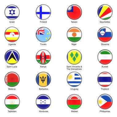  World Flag Buttons - Pack 5 of 8