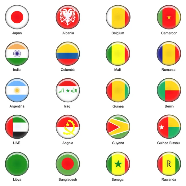 Weltflaggen-Knöpfe — Stockfoto