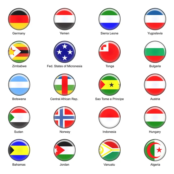 World Flags Buttons — Stock fotografie