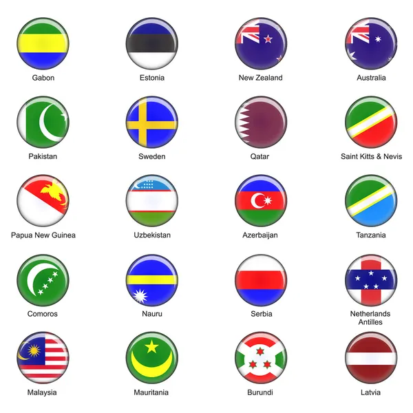 Botones de Bandera Mundial - Pack 7 de 8 — Foto de Stock