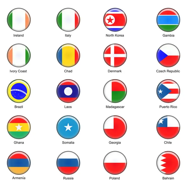 Botones de Bandera Mundial - Pack 3 de 8 — Foto de Stock