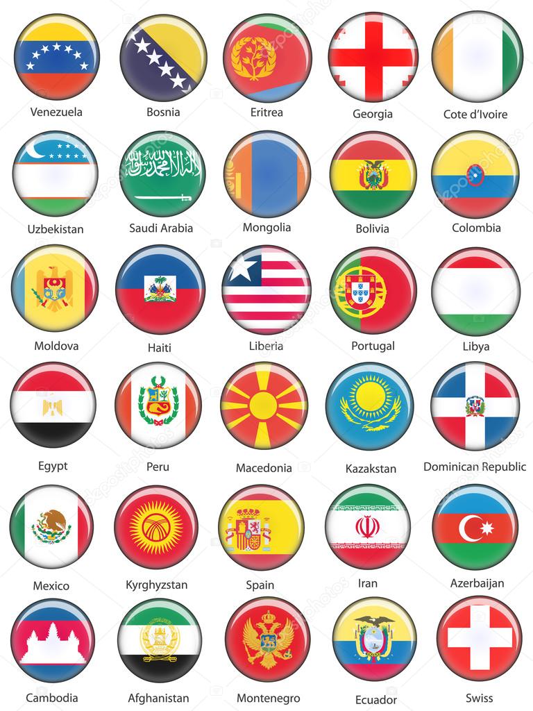  World Flag Buttons - Pack 8 of 8