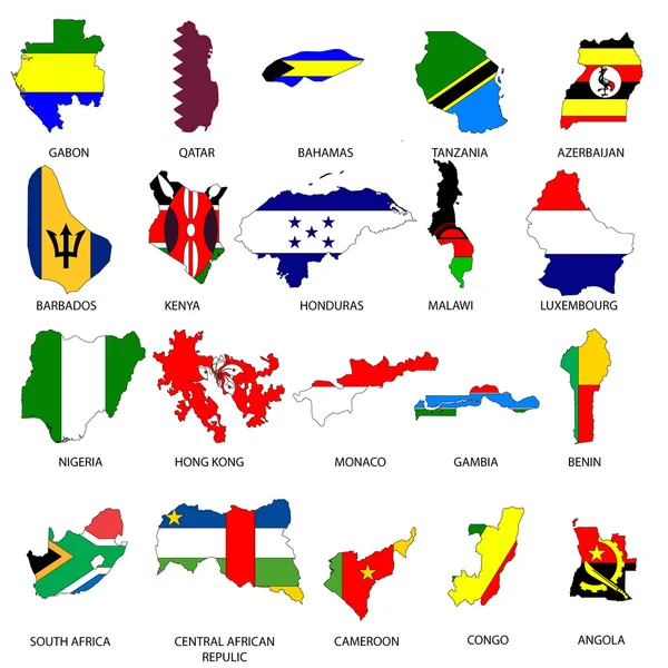 Geïllustreerde contouren van landen met een vlag binnen — Stockfoto