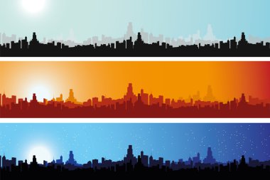 Illustrated Cityscape throughout the day