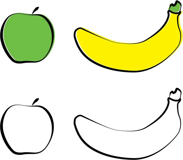 Ilustracja jabłko i banan — Zdjęcie stockowe