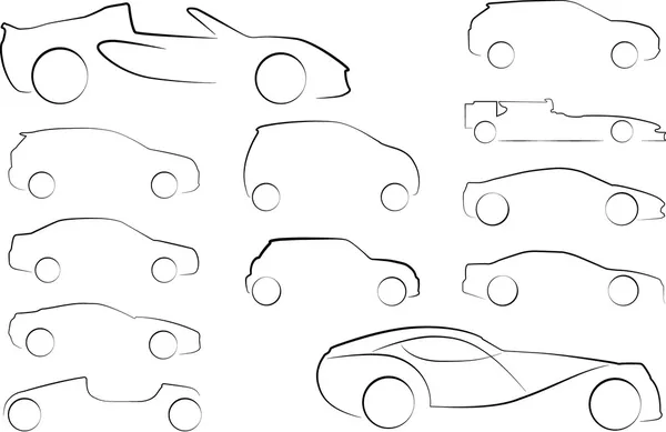 Illustrazione dei contorni delle automobili — Foto Stock