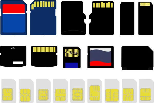 Ilustración de la selección de tarjetas SIM y de memoria —  Fotos de Stock