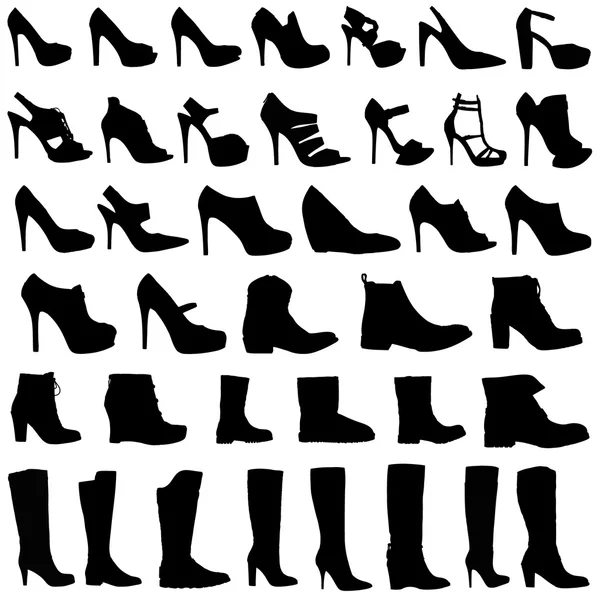 Illustration of Womens shoes and boots icon set — Stock Photo, Image