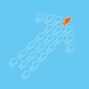 bir ok oluşturan goldfish çizimi