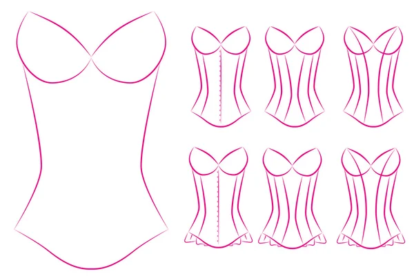 Illustration of Blank Oultines of Corsets with Different Styles — Stock Photo, Image