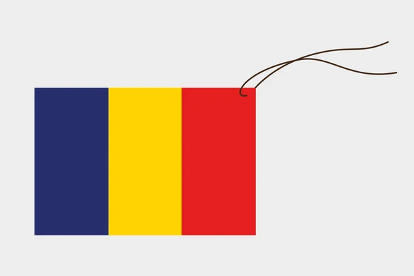 Etikett mit rumänischer Flagge — Stockvektor