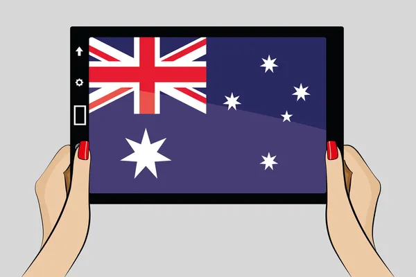 Tablettdatamaskin med Australias flagg – stockvektor