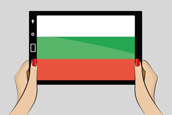 Tablet computer with the flag of Bulgaria — Stock Vector
