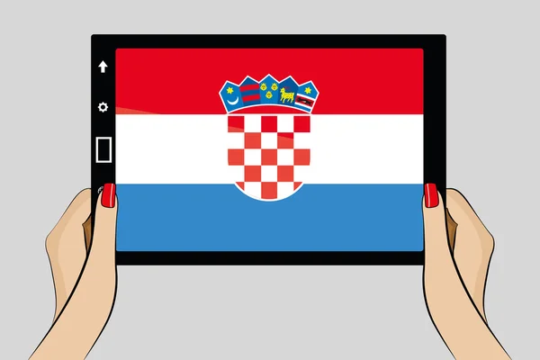 Планшетный компьютер с флагом Хорватии — стоковый вектор