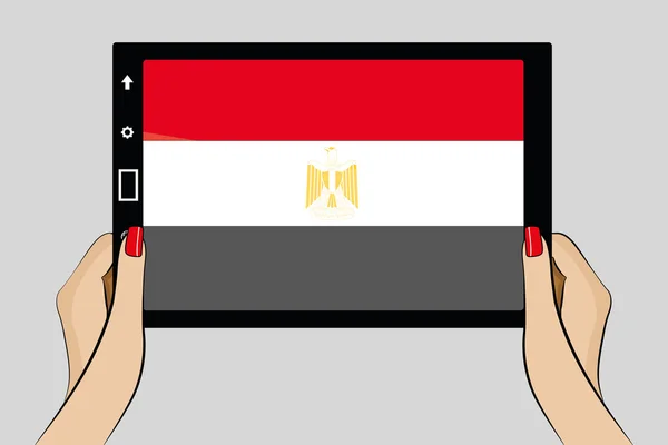 Tablet computer with the flag of  Egypt — Stock Vector