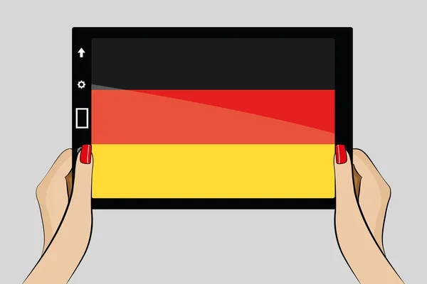 Tablet computer with the flag of Germany — Stock Vector