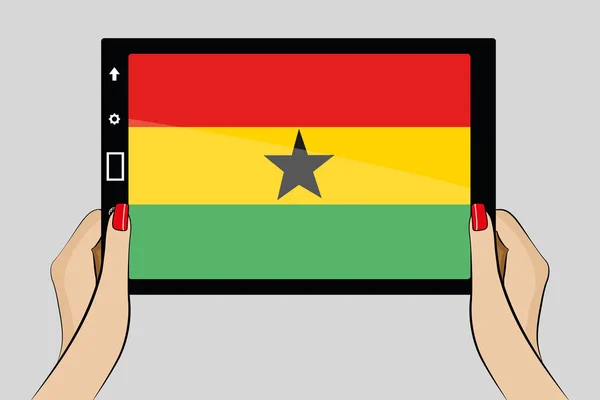 Komputer typu Tablet z flaga Ghany — Wektor stockowy