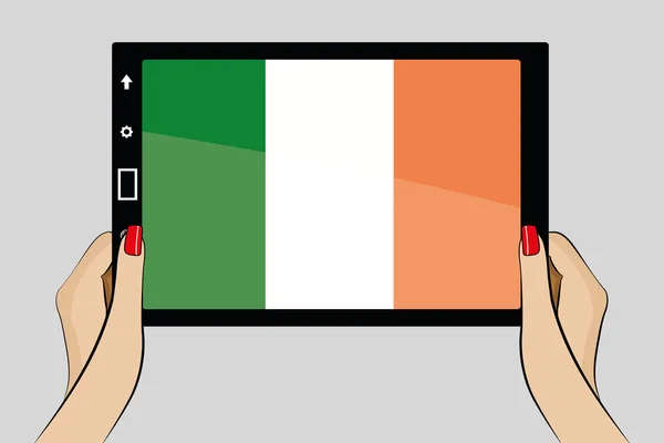 Tablet computador com a bandeira da Irlanda —  Vetores de Stock