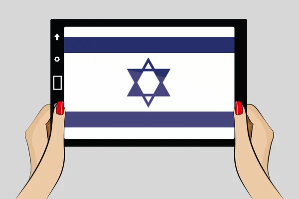 イスラエル共和国の旗でタブレット コンピューター — ストックベクタ
