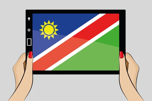 配有纳米比亚旗帜的平板电脑 — 图库矢量图片
