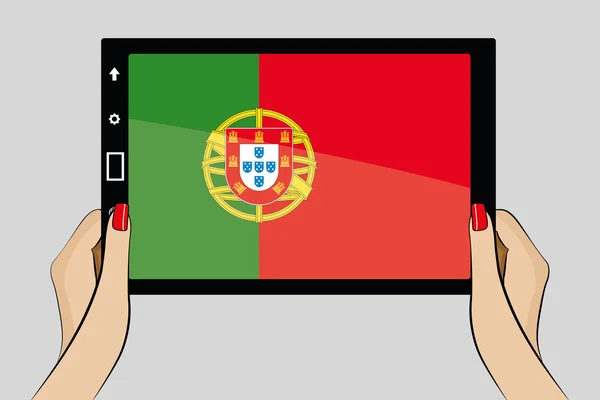 Komputer typu Tablet z pod banderą Portugalii — Wektor stockowy