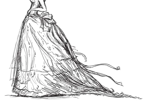 Dessin vectoriel robe de mariée — Image vectorielle