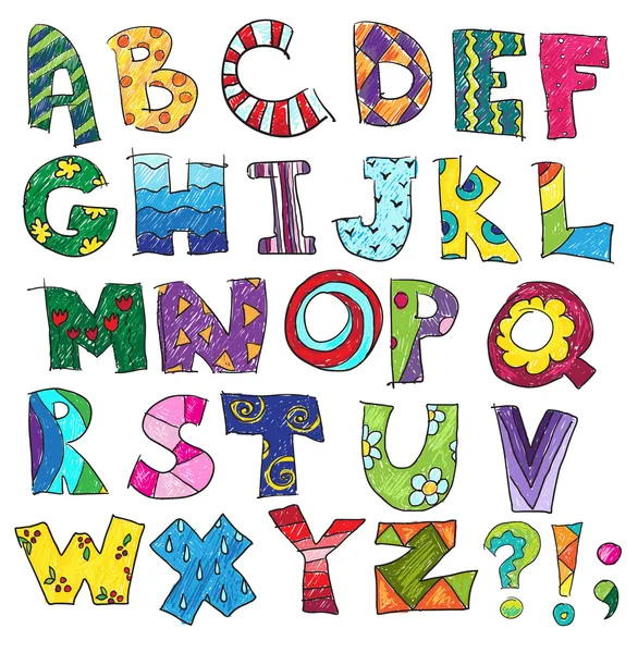 ABC. Kids funny alphabet, vector — Stock Vector