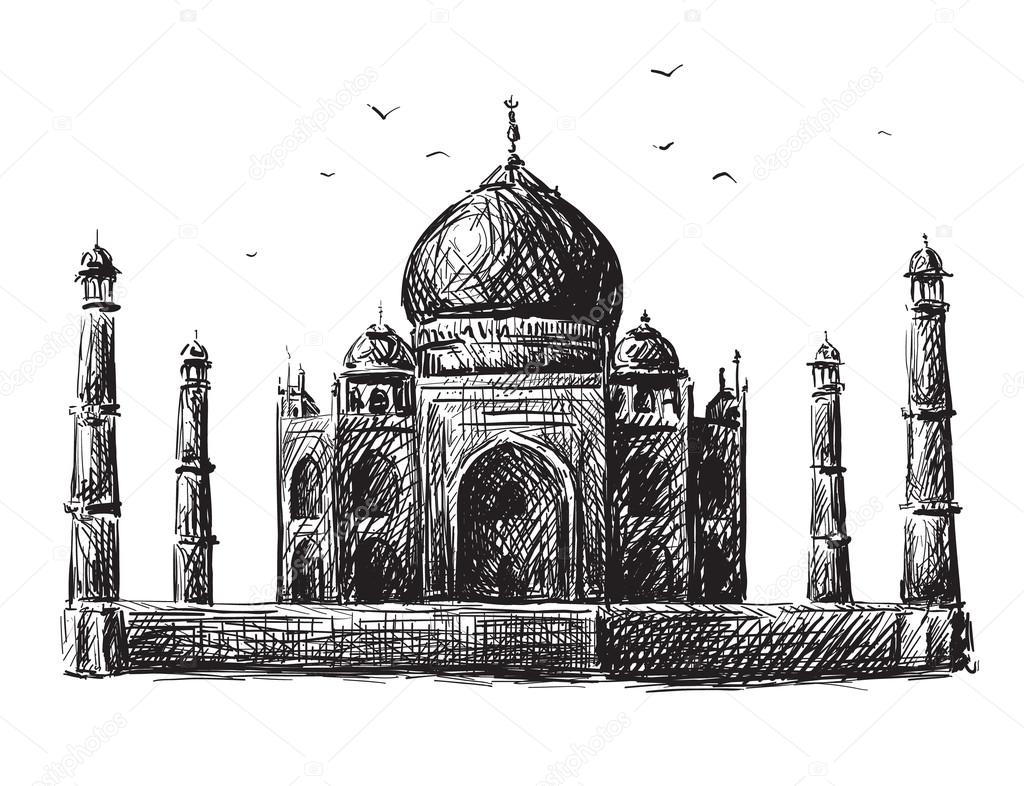 Taj Mahal Drawing Stock Vector Image By C Kamenuka