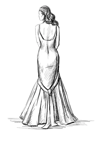 Красива дівчина в довгій сукні — стоковий вектор