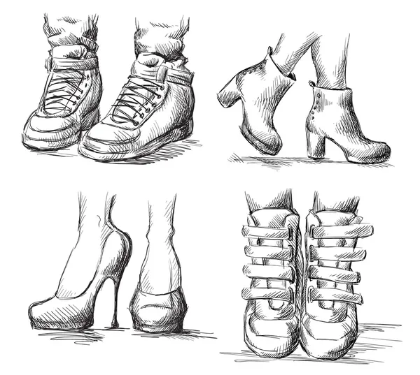 Raccolta di disegni di scarpe — Vettoriale Stock