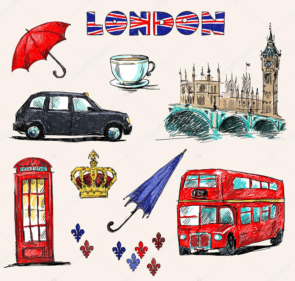 London symbols. Set of drawings.