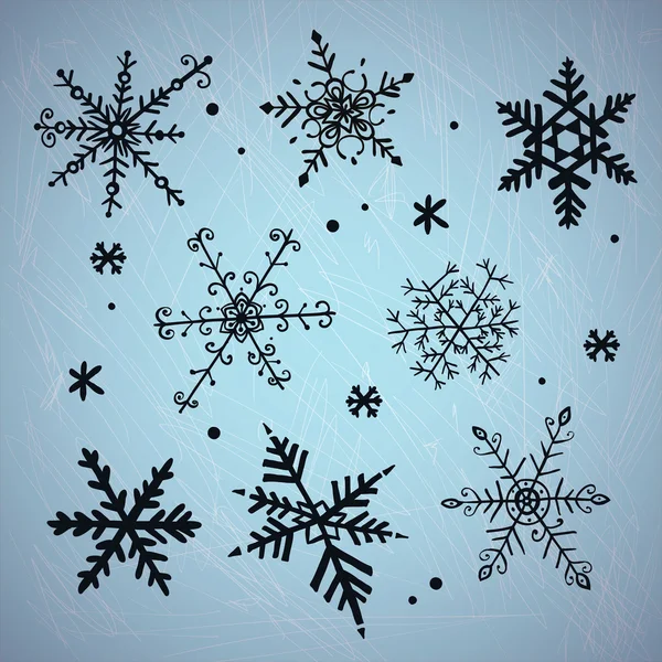 Doodle sněhové vločky. vektorový pozadí. — Stockový vektor