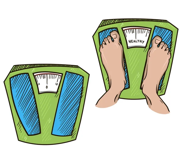 Piedi su bilance di peso. peso sano. illustrazione vettoriale . — Vettoriale Stock