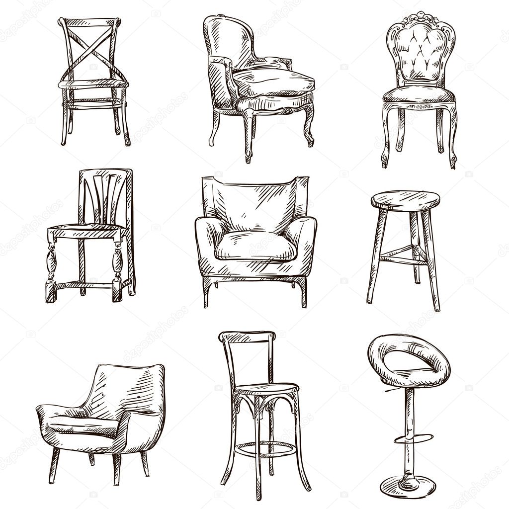 Set of hand drawn chairs