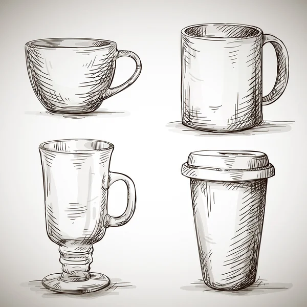 Set of coffe mugs — Stok Vektör